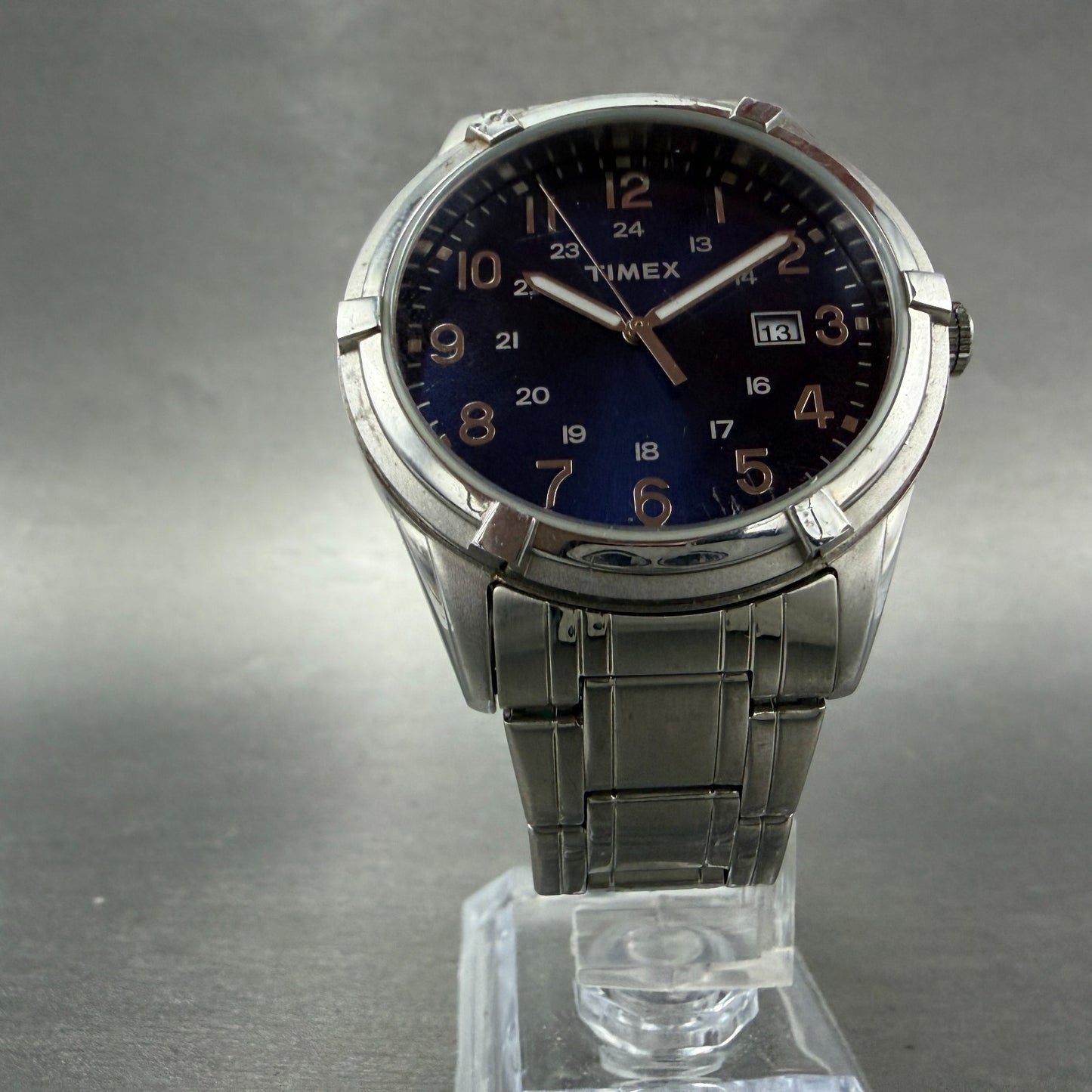 Timex Easton Avenue Watch Men 39mm Blue Dial Silver Tone Date TW2P76400 New Batt5