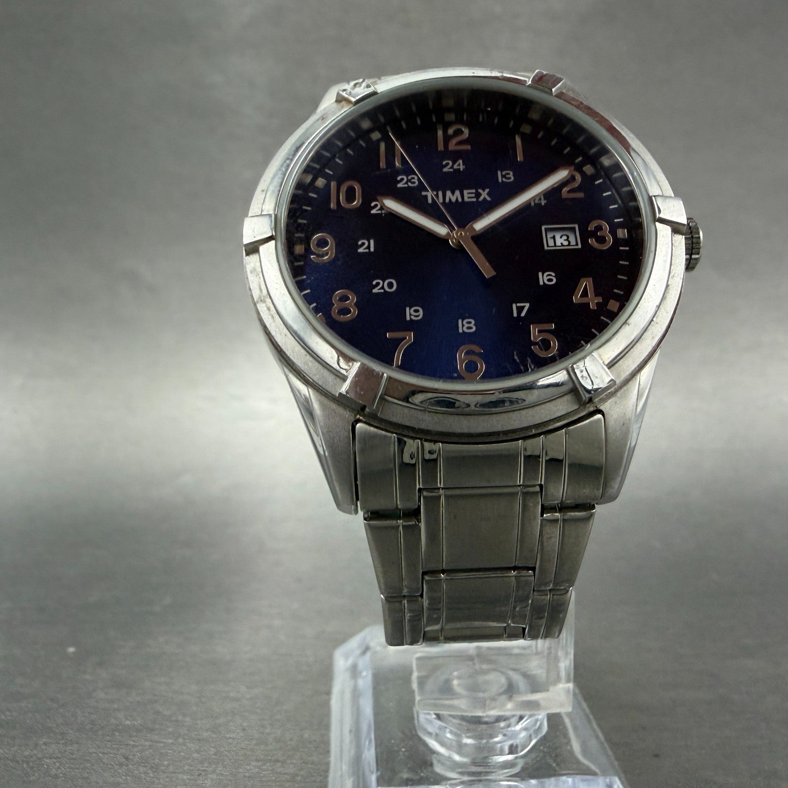 Timex Easton Avenue Watch Men 39mm Blue Dial Silver Tone Date TW2P76400 New Batt5