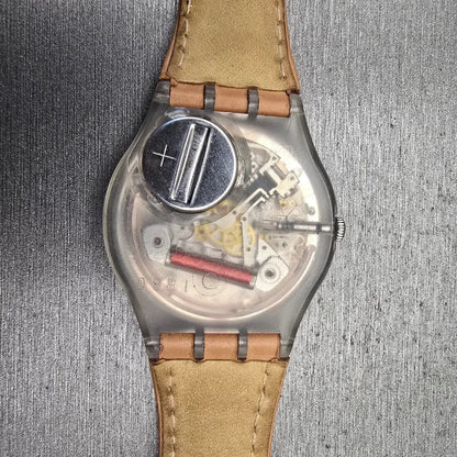 Swatch Croissant Chaud Watch Men 34mm Champagne Dial Daydate GE700 New Battery12