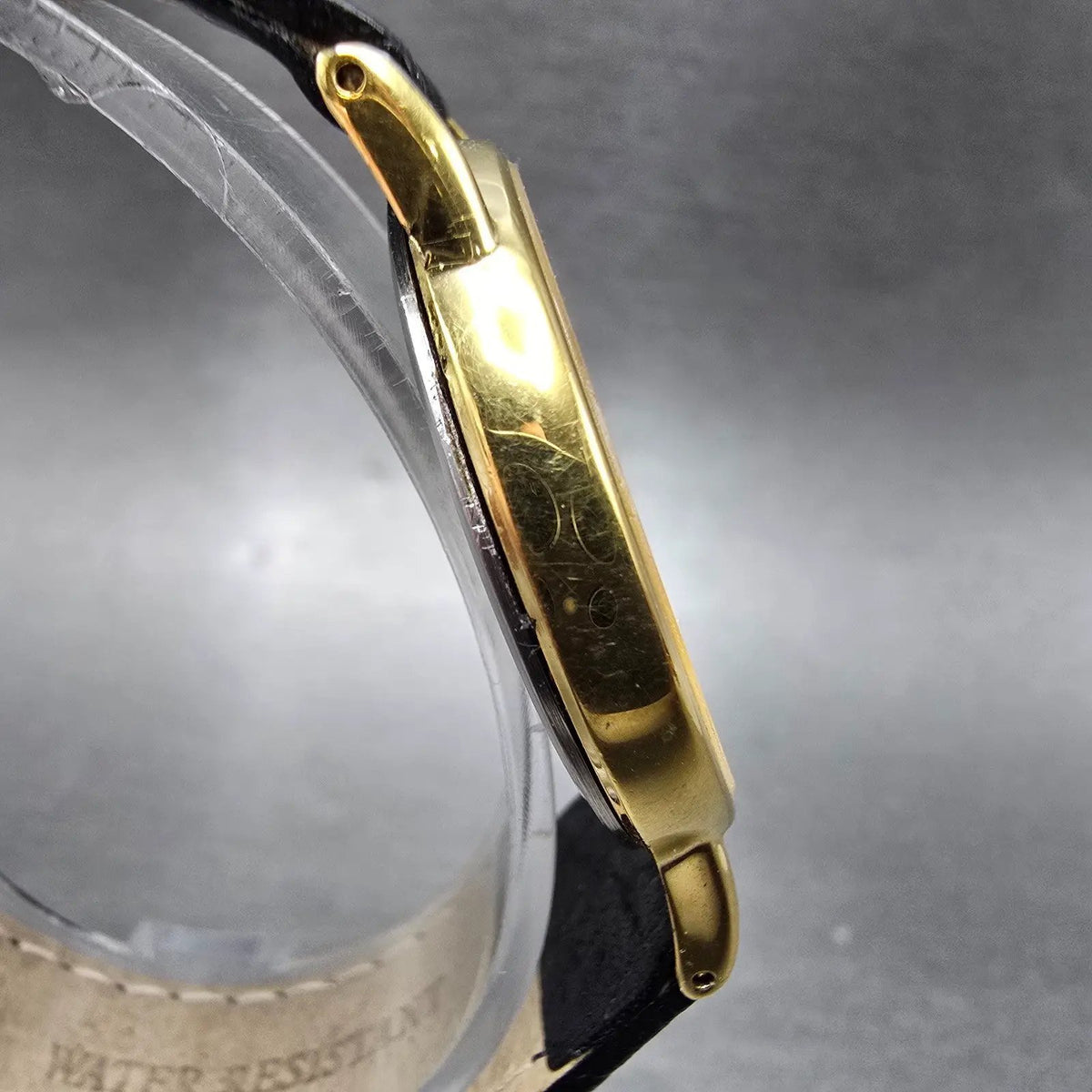 Seiko Watch Men 31mm White Dial Gold Round 5Y30-7000 New Battery VTG Leather3