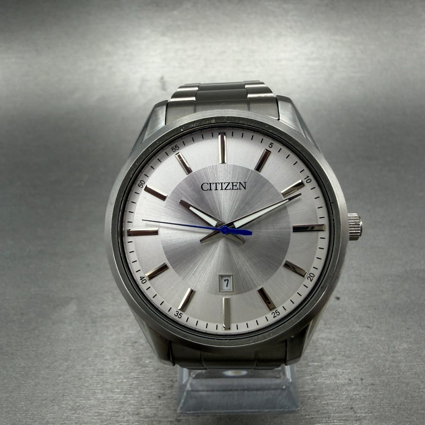 Citizen Watch Men 42mm Silver Dial Silver Tone Date 1112-S093368 New Battery0