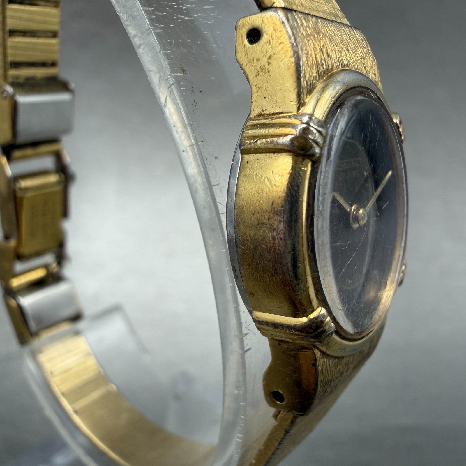 Seiko Watch Women 16mm Brown Dial Gold Tone Oval Vintage 5420-5159 New Battery3