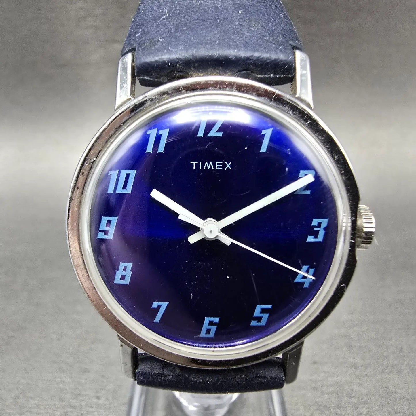 Timex Mercury Watch Men 33mm Blue Dial Silver Tone Manual 16053 02474 Runs VTG0