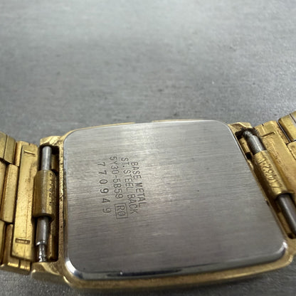 Seiko Tank Watch Men 26mm Black Dial Gold Tone Rectangle 5Y305B59 PARTS10