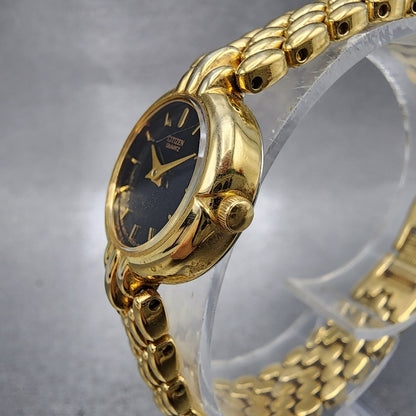 Citizen Watch Women 20mm Black Dial Gold Tone Round 5920S49577 New Battery2