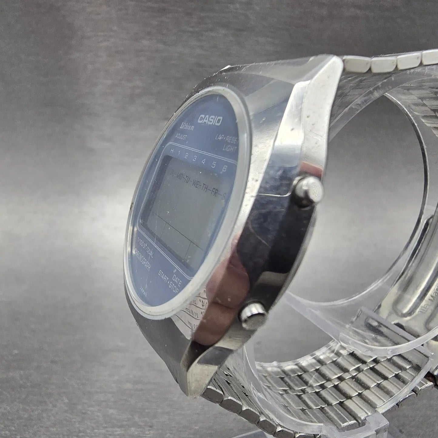Casio Watch Men 34mm Silver & Blue Digital Watch Alarm Chronograph 95QR-31 PARTS3
