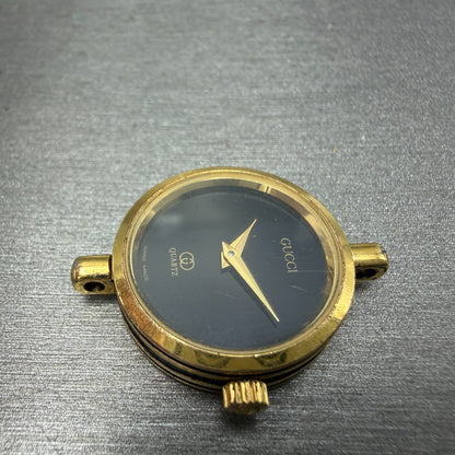 Gucci 2000L Watch Women 21mm Black Dial Gold Plated Round Vintage PARTS6