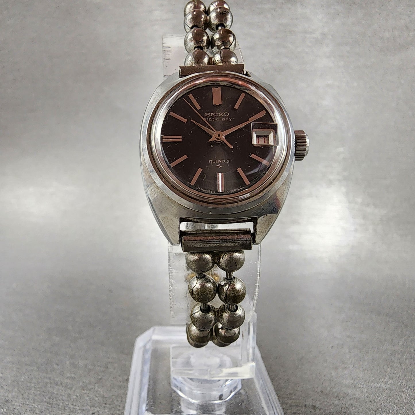 Seiko Matic Lady Watch Women 23mm Black Dial Silver Tone Automatic 251702115