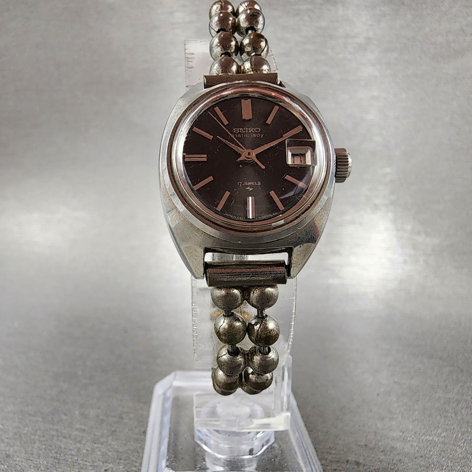 Seiko Matic Lady Watch Women 23mm Black Dial Silver Tone Automatic 251702115