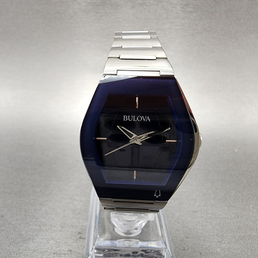Bulova Futuro Watch Women 30mm Blue Dial Stainless Steel Tonneau 96L293 CHIPPED0