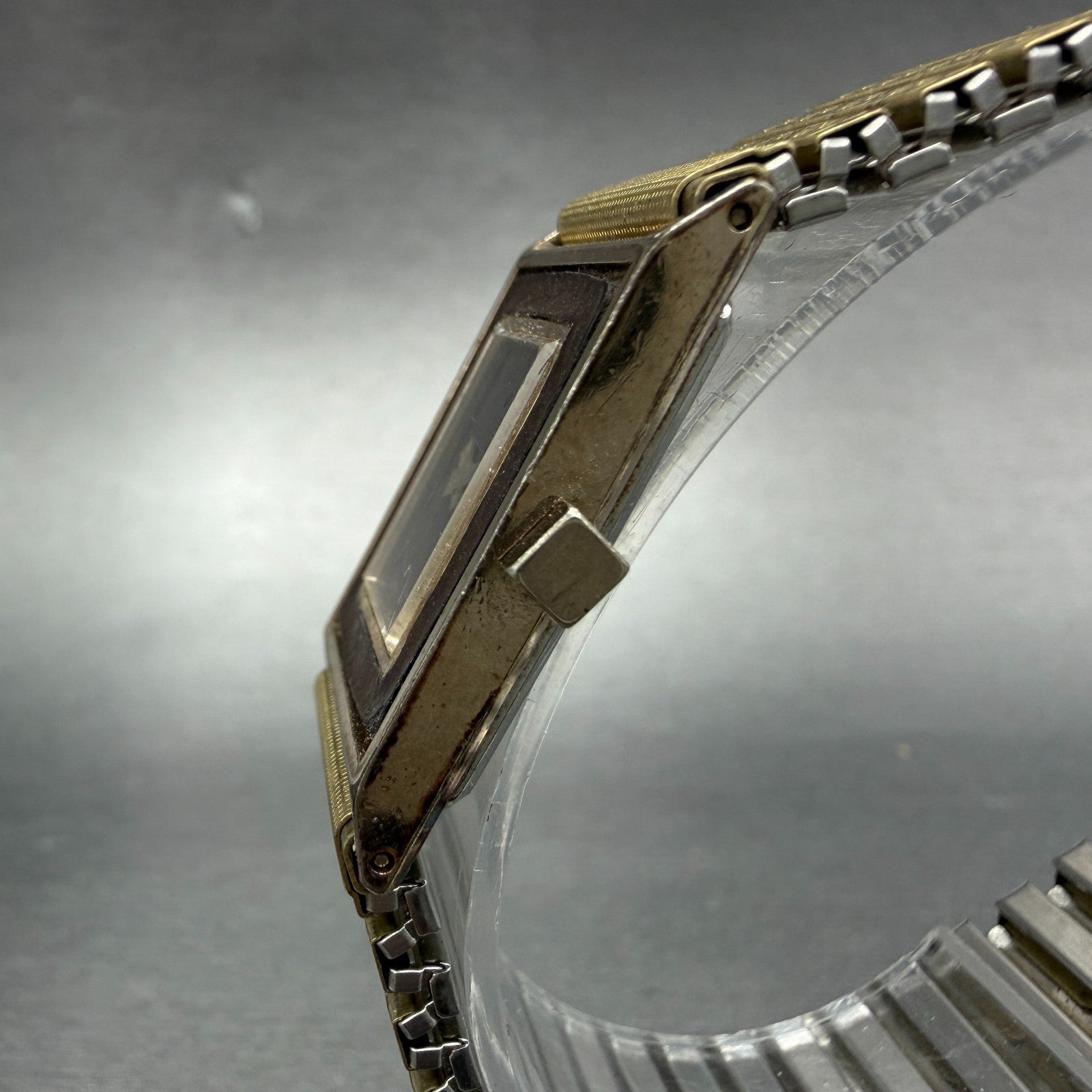 Yves Saint Laurent Tank Watch Women 21mm Brown Dial Gold Tone Rectangle PARTS4