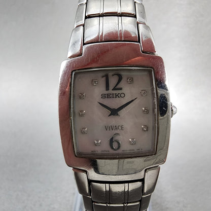 Seiko Vivace Tank Watch Women 22mm MOP Dial Silver Tone 1n000cn0 New Battery1