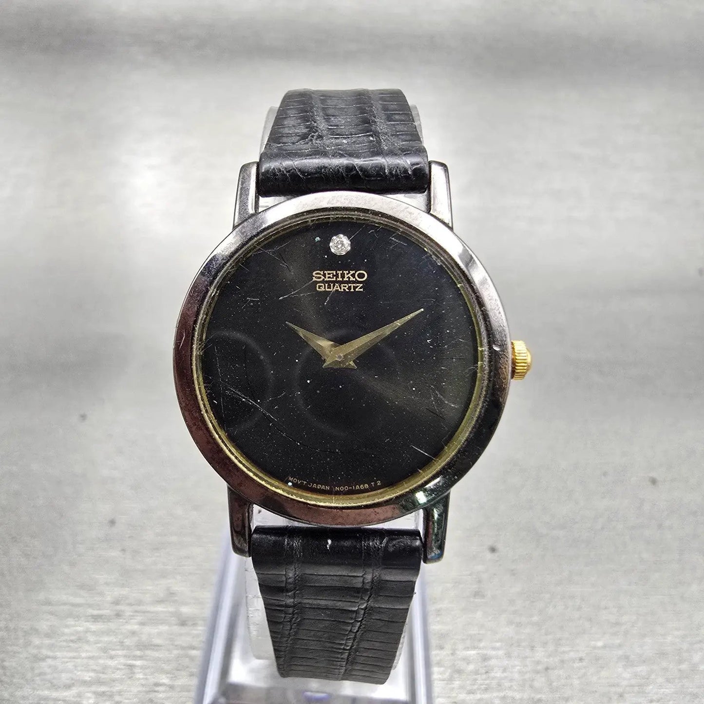 Seiko Watch Women 25mm Black Dial Black Tone Round 1N00-0C99 New Battery Vintage0