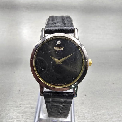 Seiko Watch Women 25mm Black Dial Black Tone Round 1N00-0C99 New Battery Vintage0