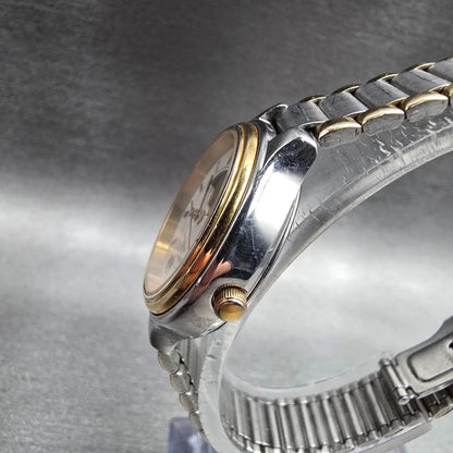 Casio Argent Moon Phase Watch Women 26mm White Dial Two Tone Date LTW-70M NewBat2
