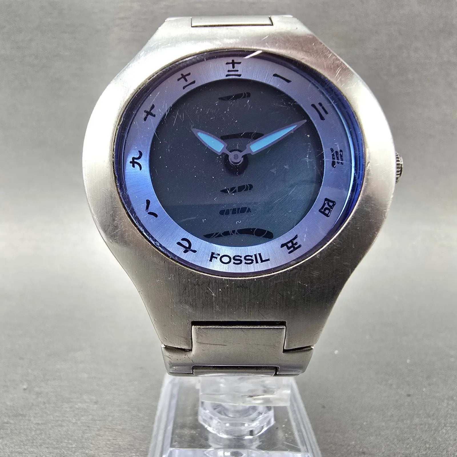 Fossil Big Tic Watch Men 41mm Blue Dial Silver Tone Round JR-7999 PARTS6