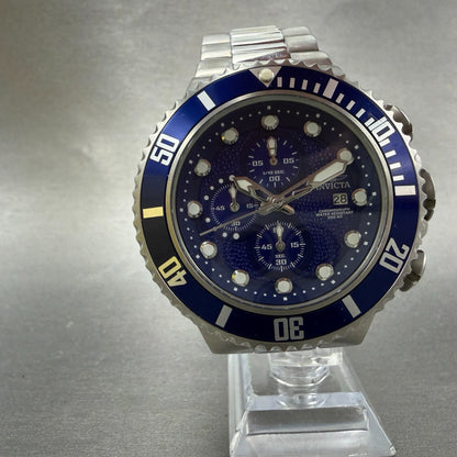 Invicta Pro Diver Chronograph Watch Men 50mm Blue Dial Steel Date 18907 New Batt5
