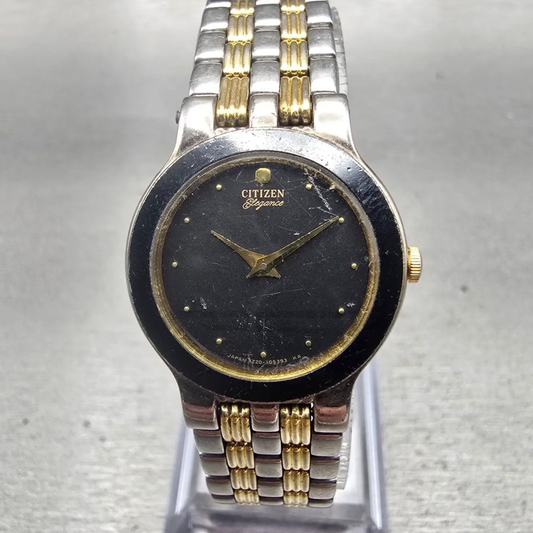 Citizen Elegance Watch Women 22mm Black Dial Two Tone Round 3220-325311 New Batt0