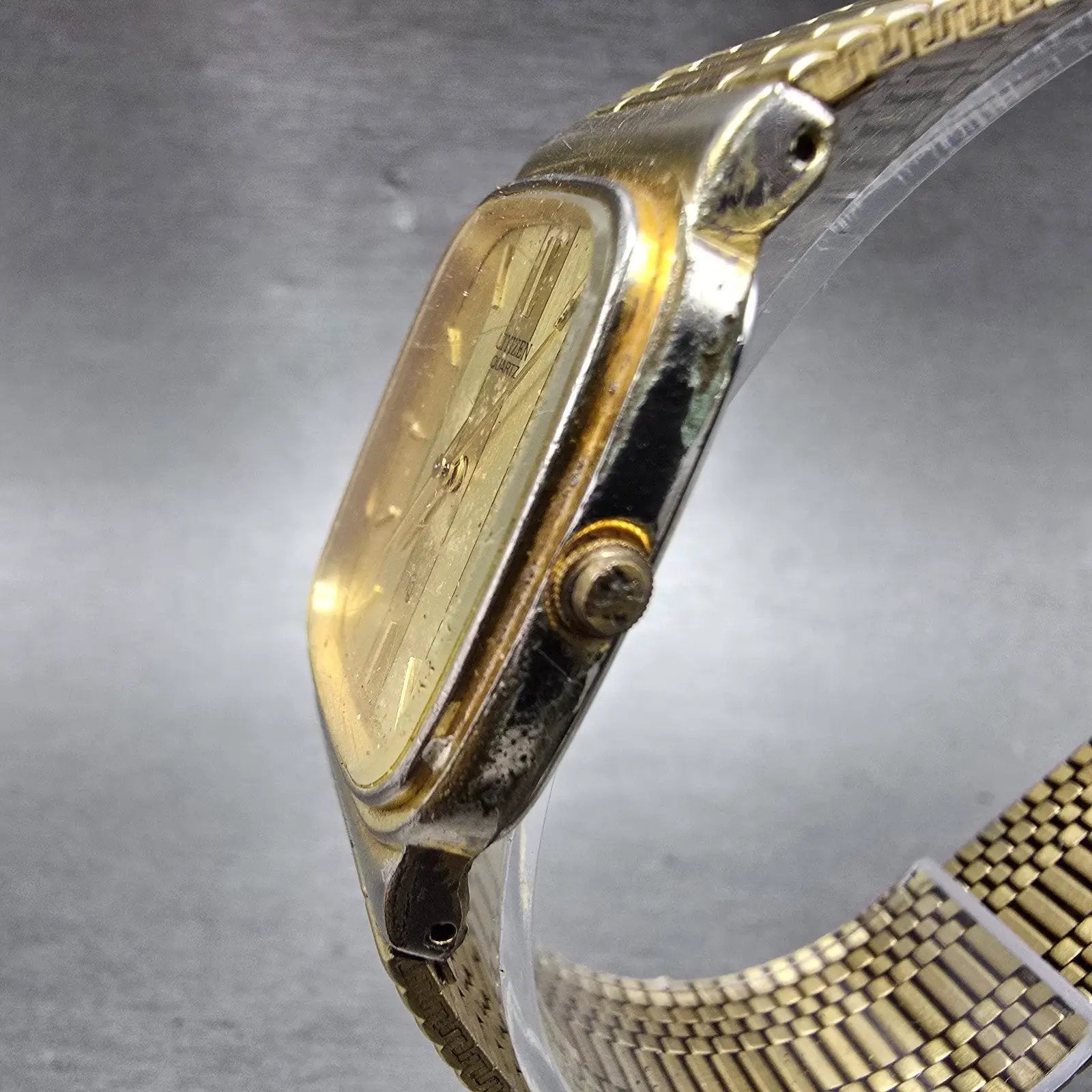 Citizen CQ Watch Men 27mm Champagne Dial Gold Tone Rectangle 6031-S23691 PARTS3