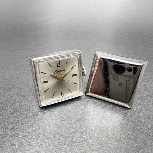 VTG Endura Cuff Link Watch Silver Tone White Dial Manual Wind PARTS