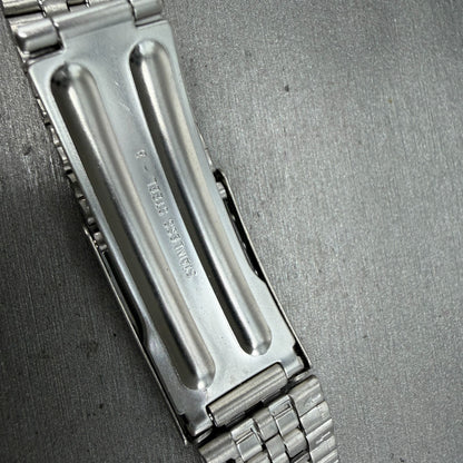 Seiko Bracelet 20mm Stainless Steel Silver Tone Tri Folding Clasp Vintage Japan10