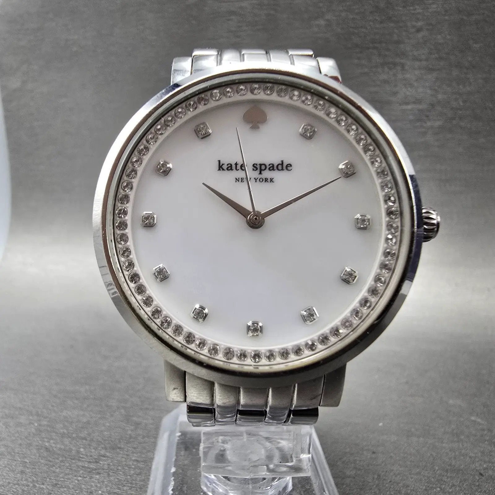 Kate Spade Monterey Watch Women 38mm MOP Dial Silver Tone Round 0820 New Battery5