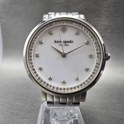 Kate Spade Monterey Watch Women 38mm MOP Dial Silver Tone Round 0820 New Battery5