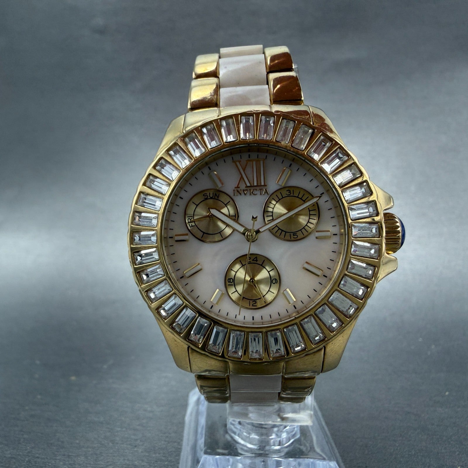Invicta Angel Watch Women 38mm MOP Dial Gold Toe Daydate Round 29084 New Battery5