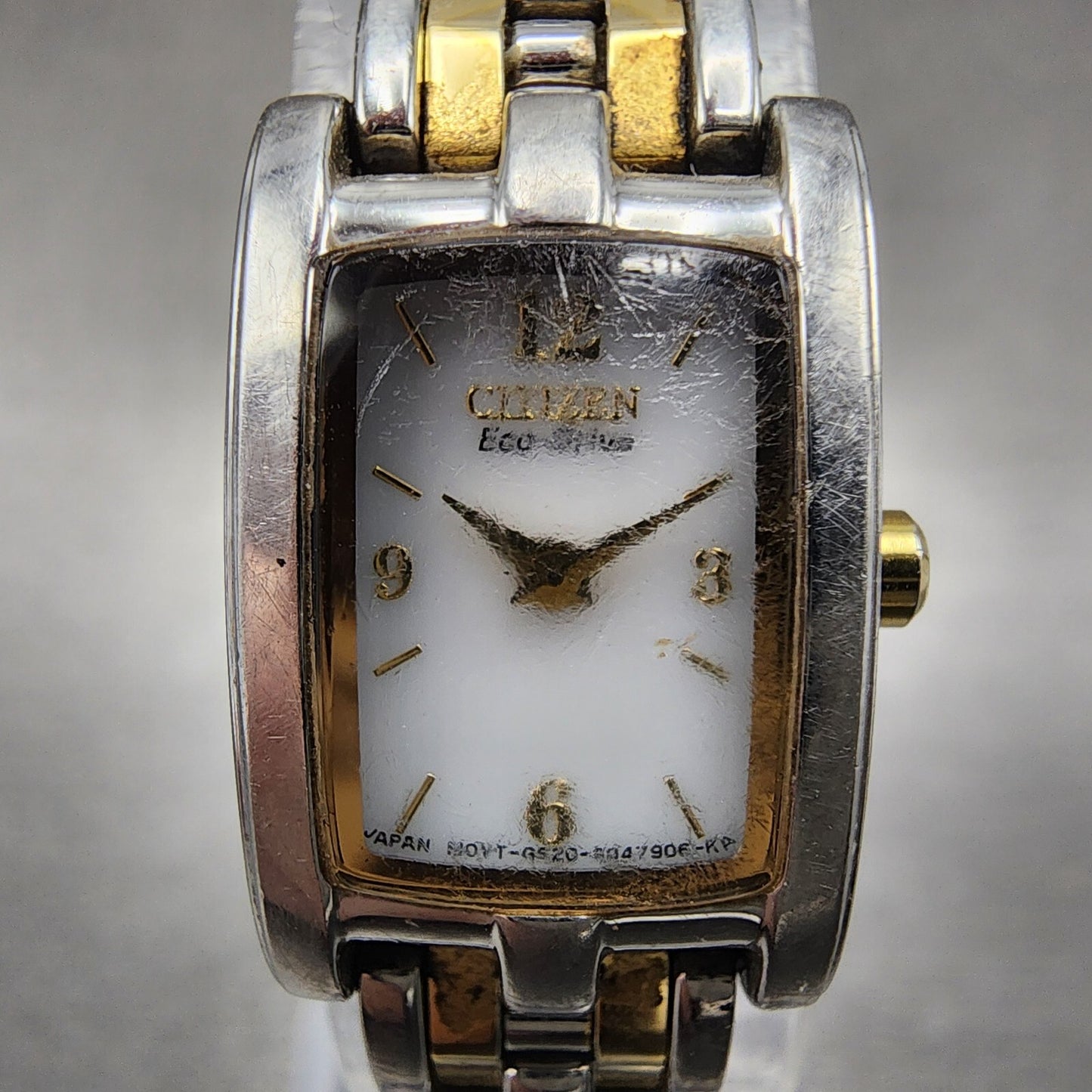 Citizen EcoDrive Tank Watch Women 15mm White Dial Two Tone G620S028566 Runs1