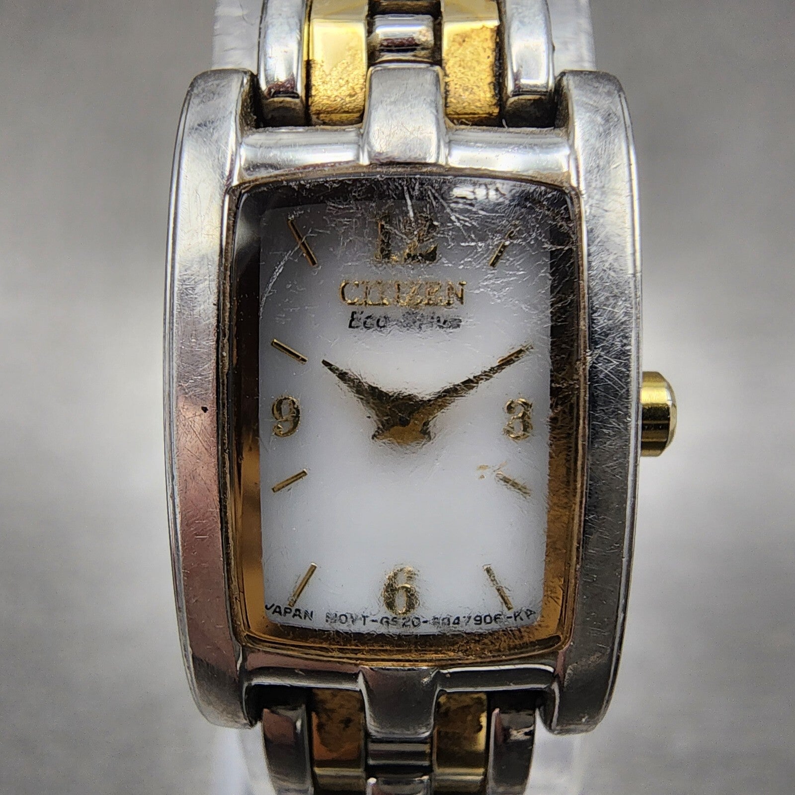Citizen EcoDrive Tank Watch Women 15mm White Dial Two Tone G620S028566 Runs1