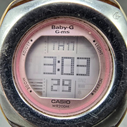 Casio Baby-G Watch Women 38mm Pink Silver White Alarm Chrono MSG-171D New Batt1