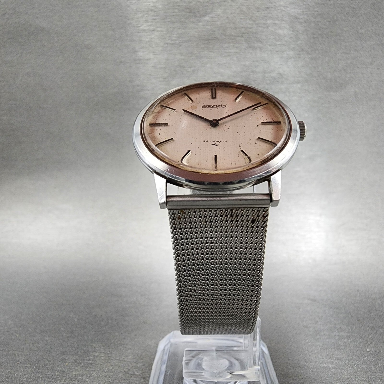 Seiko Chariot Watch Men 33mm White Woven Dial Steel Manual Wind 22200180 PARTS6