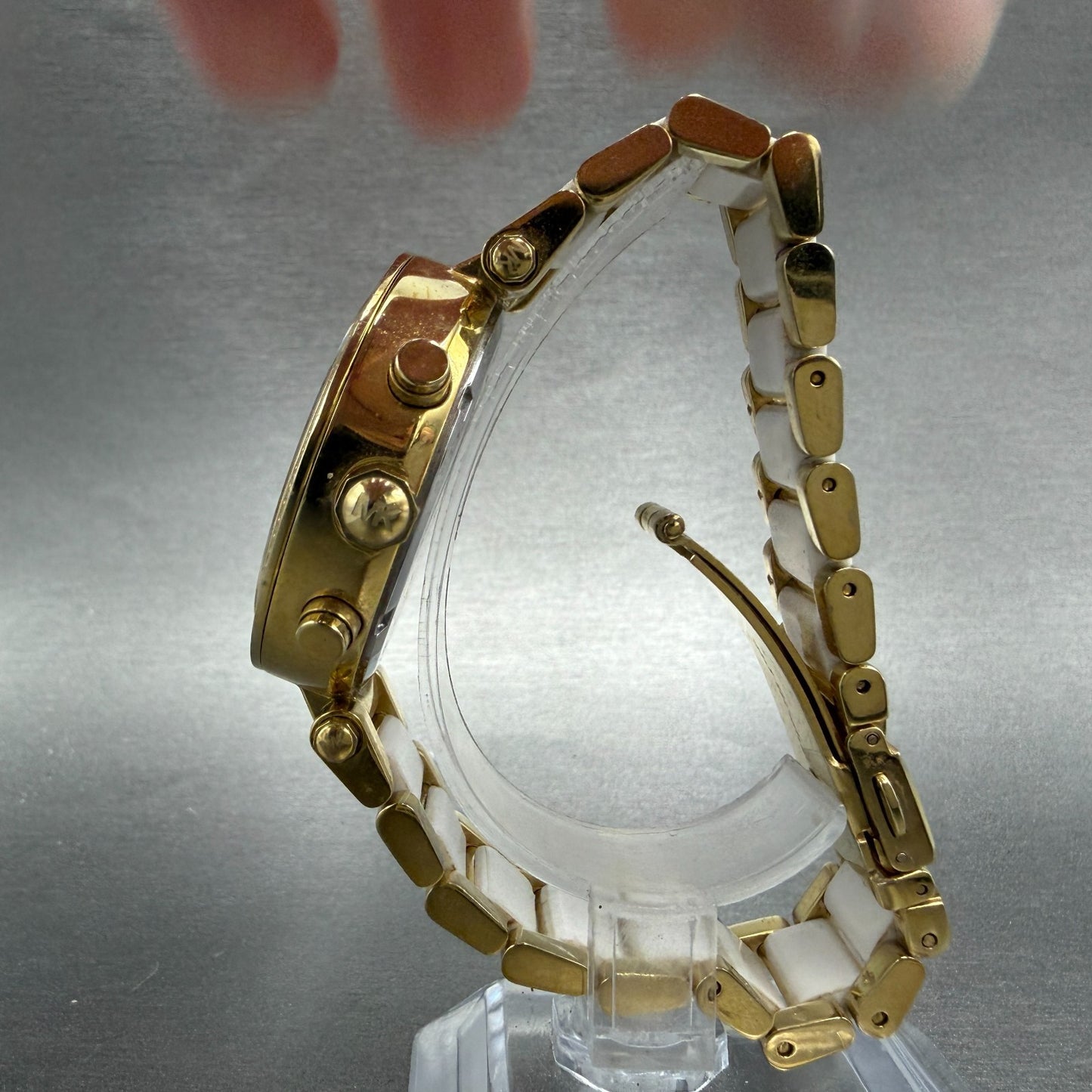 Michael Kors Parker Watch Women 39mm White Dial Gold Tone Date MK-6119 New Batt6