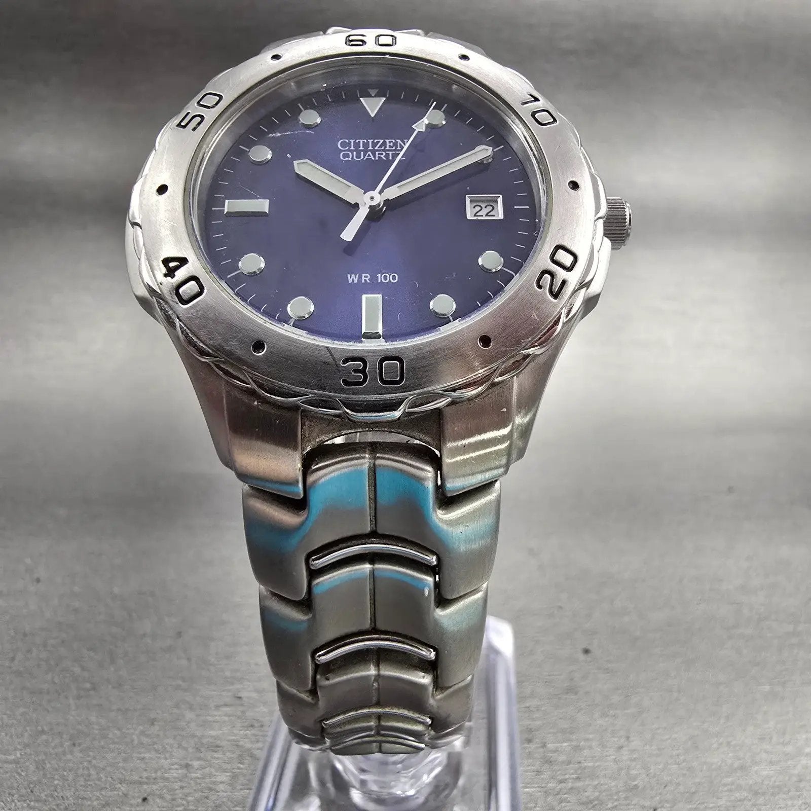 Citizen Watch Men 40mm Blue Dial Silver Tone Date Round 2510-S92308 New Battery5