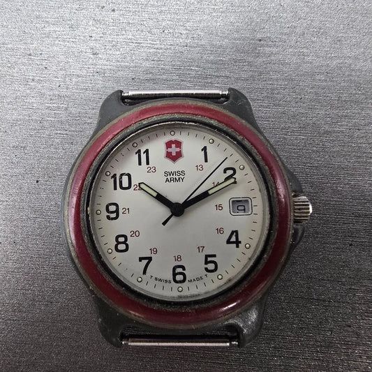 Victorinox Swiss Army Watch Men 39mm White Dial Black Tone Date Round PARTS SHUI0