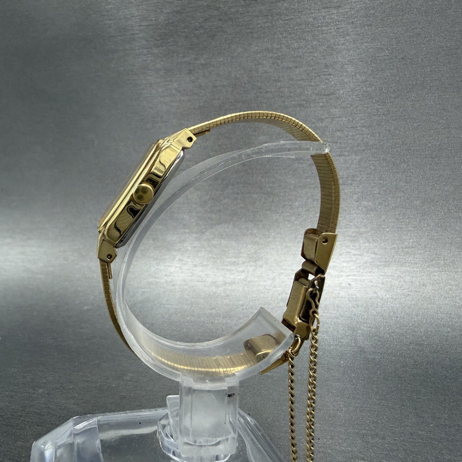 Seiko Tank Watch Women 13mm Champagne Dial Gold Tone 13205549 New Battery ABC6
