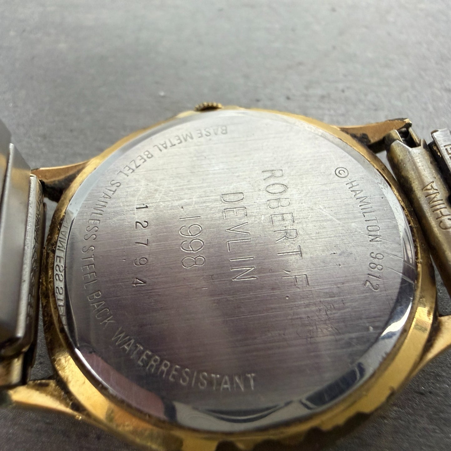 Hamilton Watch Men 34mm White Dial Gold Tone Date Round 9812 PARTS Vintage10