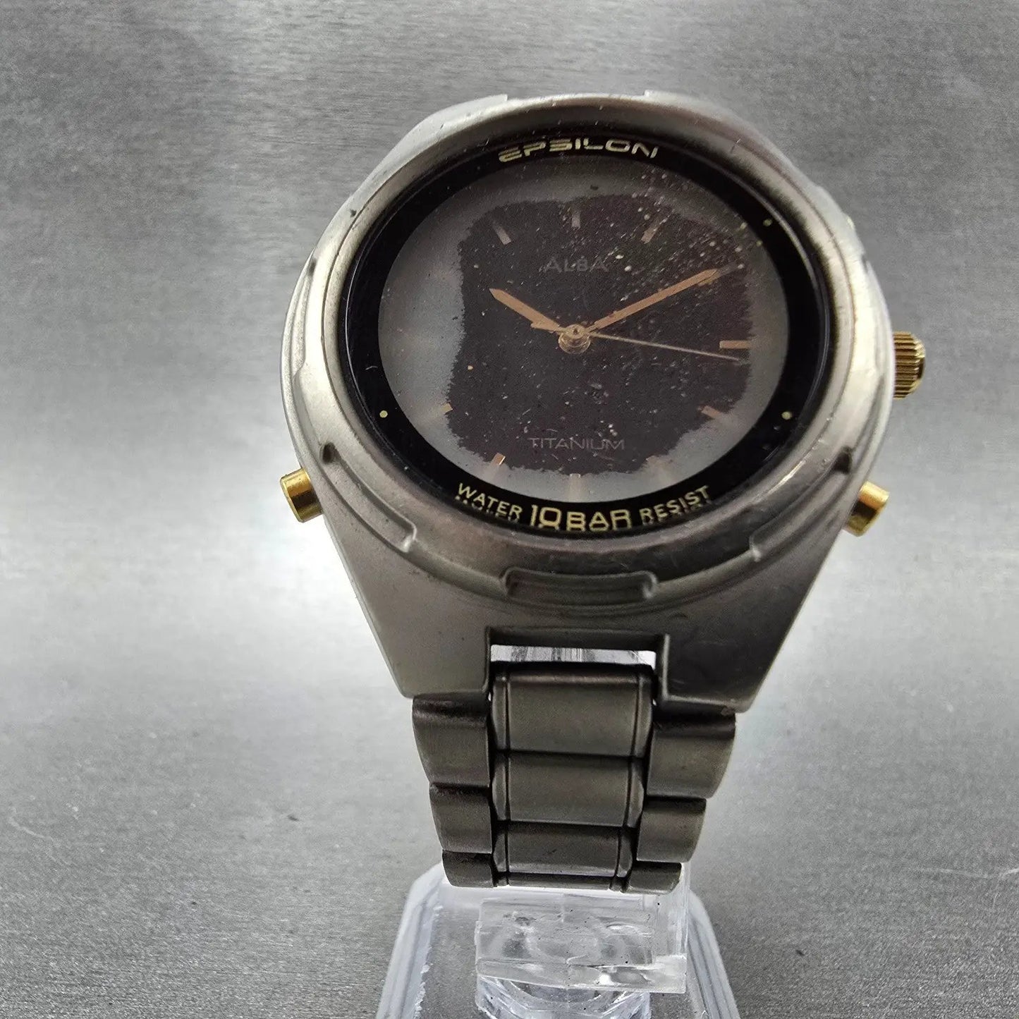 Seiko Alba Epsilon Watch Men 41mm Black Dial Titanium Ana Digi Y911-0A10 PARTS6
