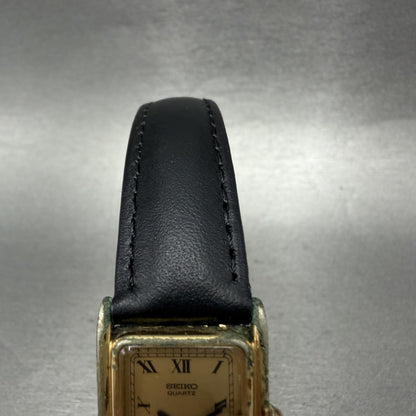 Seiko Tank Watch Women 20mm Champagne Dial Gold Tone 14005790 New Battery ABC4