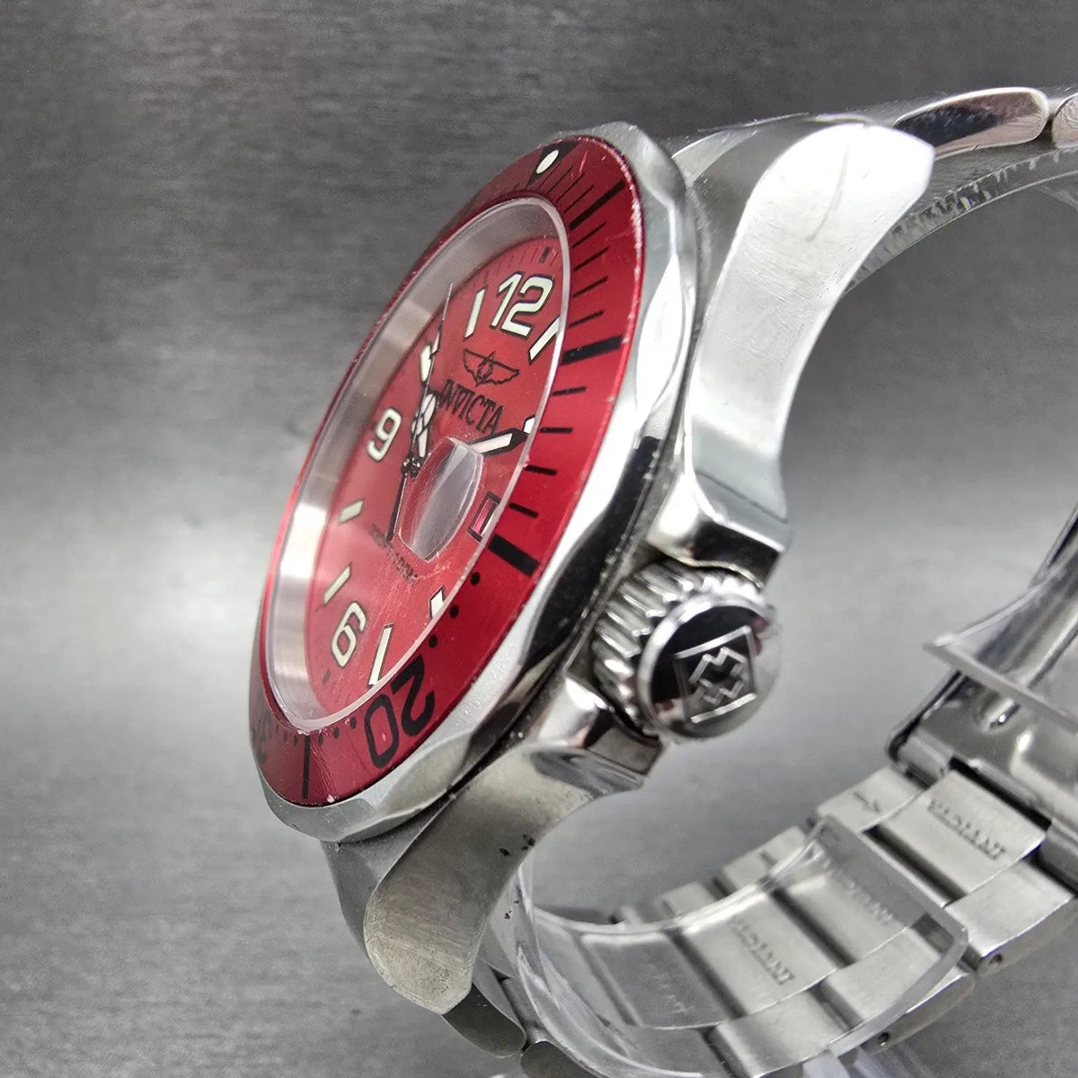Invicta Pro Diver Watch Men 43mm Red Dial Silver Date Round 15440 New Battery2