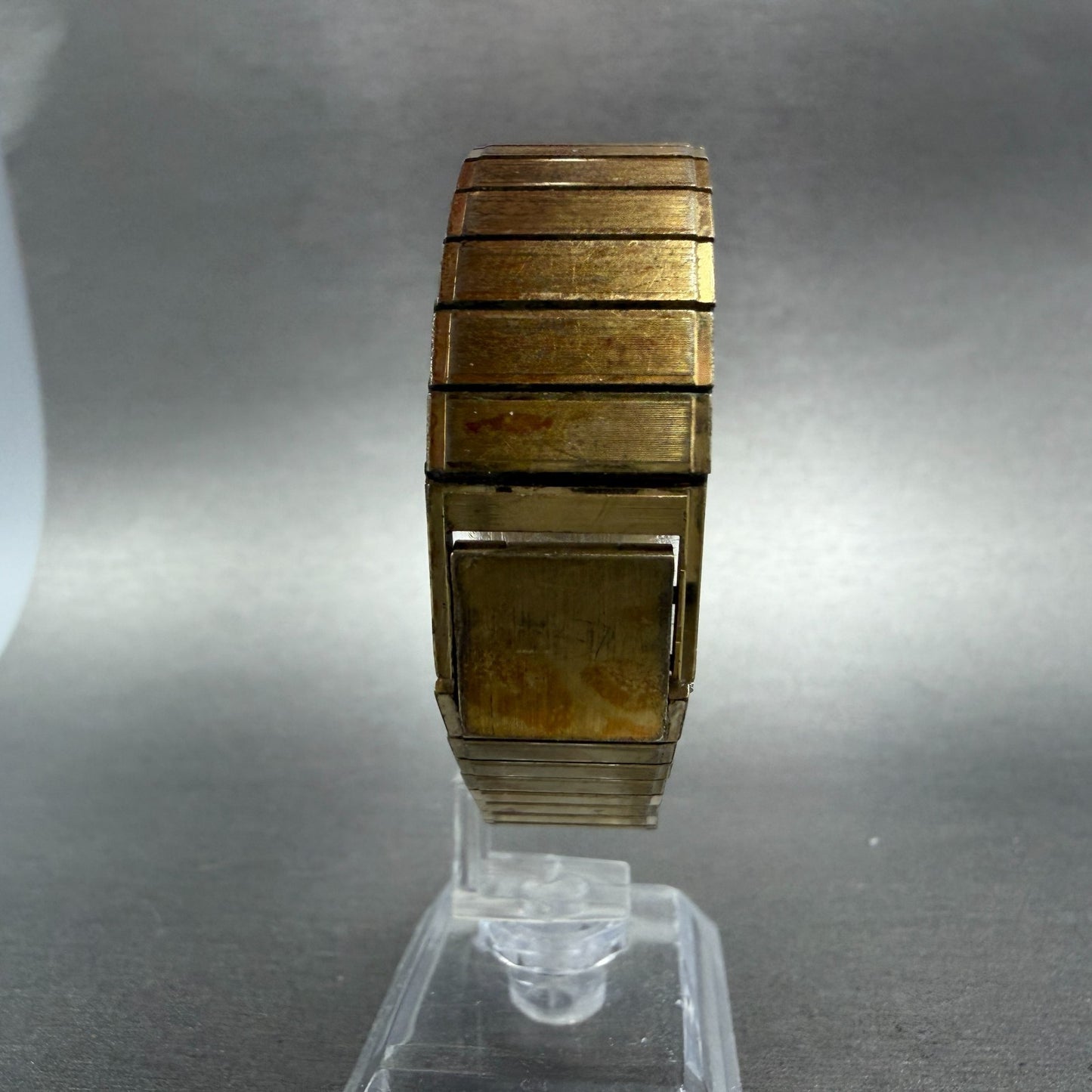 Bulova Tank Watch Men 27mm Gold Dial Gold Tone Rectangle 92V11 Vintage PARTS8
