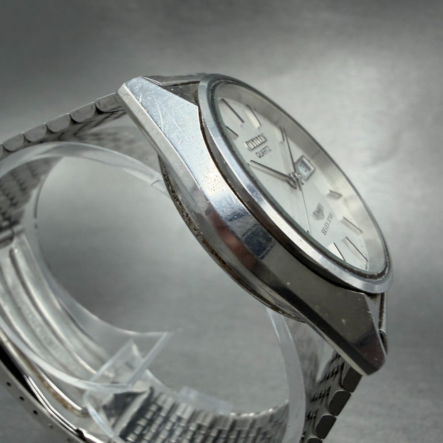 Citizen Seven Star Watch Men 35mm White Dial Silver Tone Daydate Round New Batt3