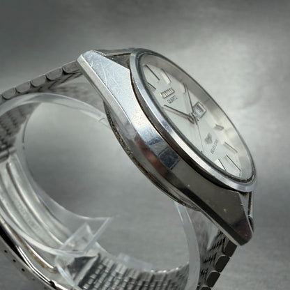 Citizen Seven Star Watch Men 35mm White Dial Silver Tone Daydate Round New Batt3
