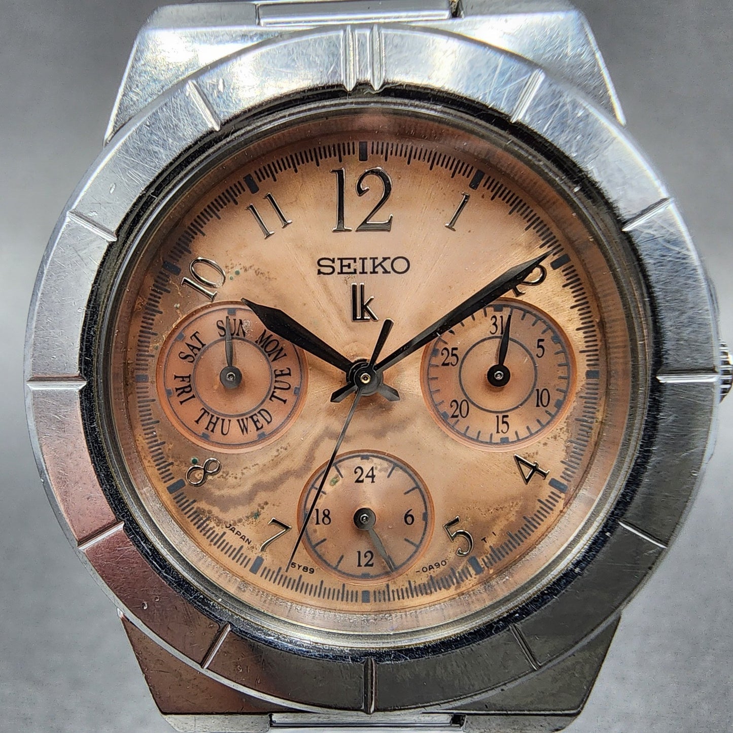Seiko Lukia Watch Women 32mm Pink Dial Silver Tone Daydate 5y890b30 New Battery1