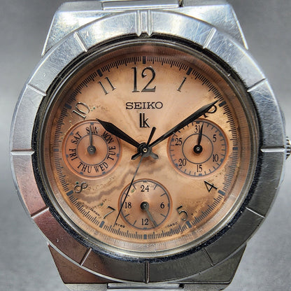 Seiko Lukia Watch Women 32mm Pink Dial Silver Tone Daydate 5y890b30 New Battery1