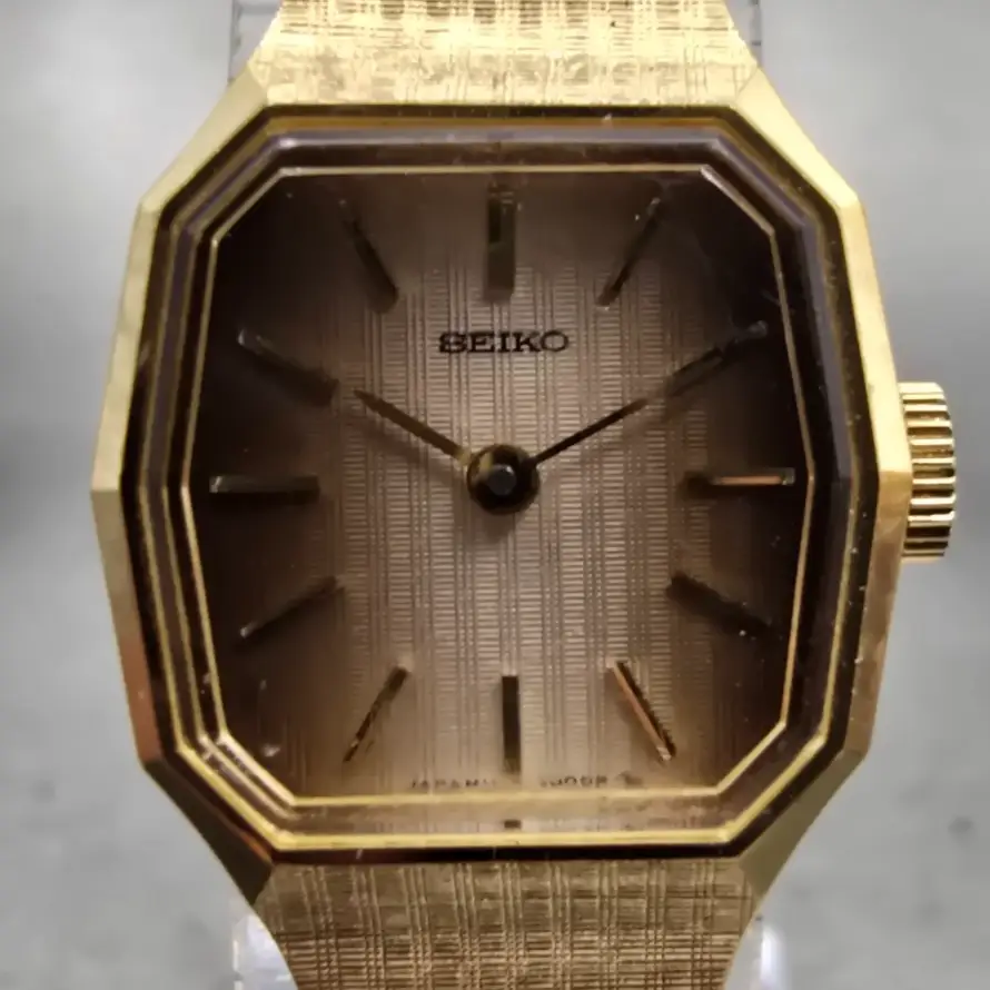Seiko Watch Women 19mm Brown Dial Gold Tone Rectangle 1100-4899 Manual Wind VTG1