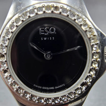 ESQ Watch Women 25mm Black Dial Silver Tone Round 100552 New Battery Crystals1