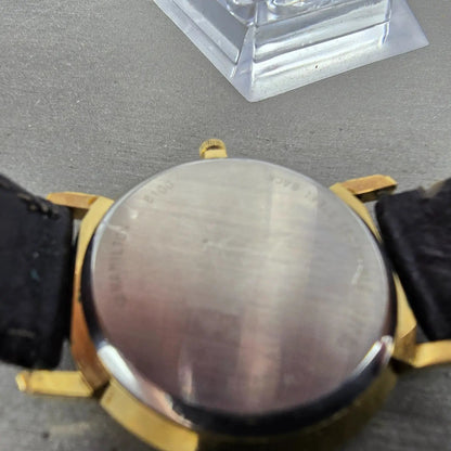 Hamilton Watch Men 33mm Gold Dial Gold Tone Round 8100 New Battery Vintage10