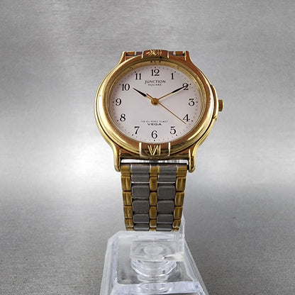 Vega Junction Watch Men 32mm White Dial Two Tone Round 6A31L04268 New Battery7