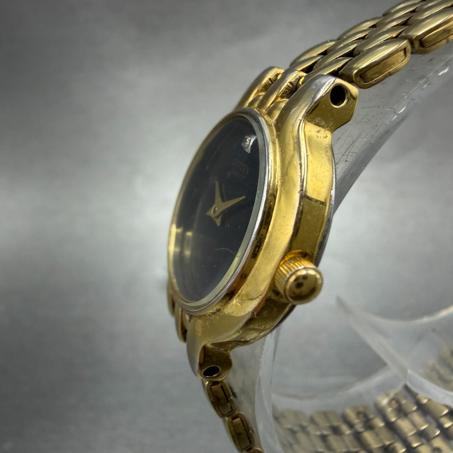 Citizen Watch Women 22mm Black Dial Gold Tone Round 1020-S54554 New Battery2